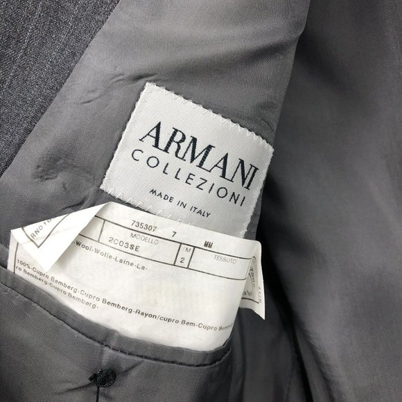 Giorgio Armani Le Collezioni Sz 44R Gray Blazer Blue Stripe Jacket Italy Made - Picture 7 of 10